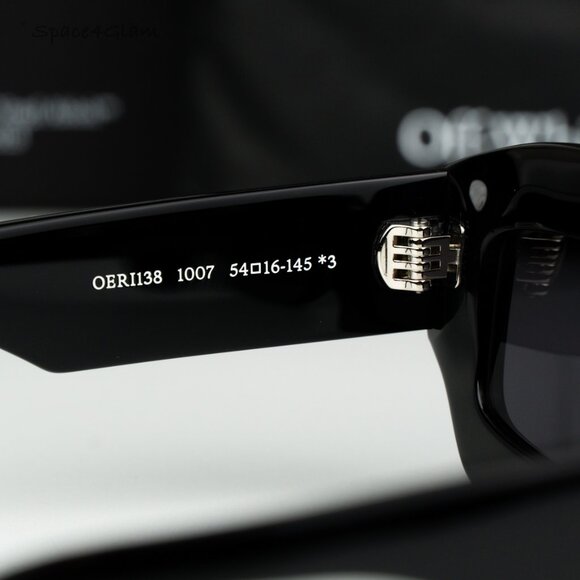 Off-White Women Sunglasses Black Grey Rectangle OERI138 CHARLOTTE 1007 BRAND NEW - Picture 6 of 14